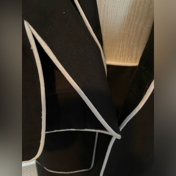 Ladies black suit with white piping - Picture 2 of 5